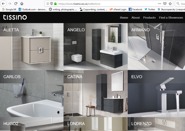 Tissino bathroom products website